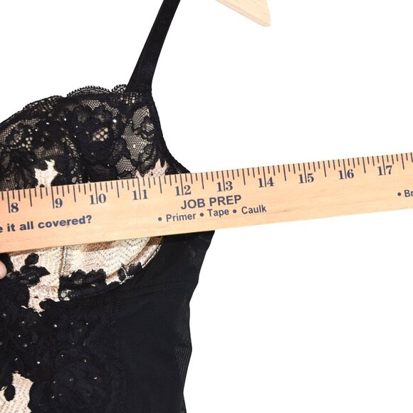 NWT Victoria Secret Black Lace Mesh Bustier Slip Size 36B Lingerie Garter Corset - Picture 7 of 9